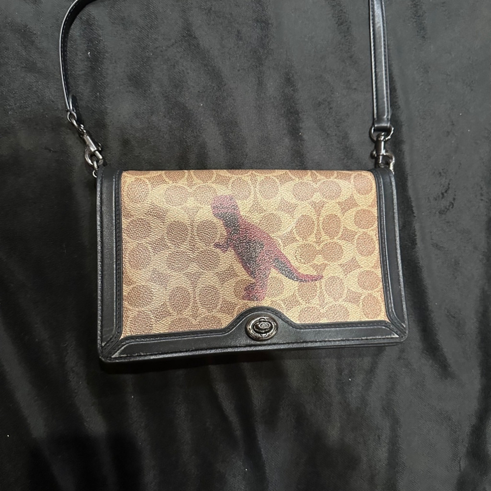 Coach Rexy Dino limited edition Beige & Black Signature Canvas Crossbody Bag - Picture 8 of 12